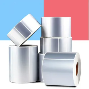 Silver Thermal Transfer Labels PET Barcode <strong>Adhesive</strong> <strong>Sticker</strong> Waterproof <strong>Vinyl</strong> Permanent Matt Oil Proof Scratch Packaging Label - Product Image 1