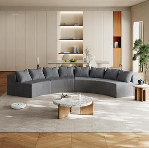 Corduroy Curved Sectional <b>Sofa</b> Set 8 Pillows <b>Convertible</b> <b>Sofa</b> <b>Bed</b> Modular Oval Design for Hotel Bedroom & Living Room - Product Image 1