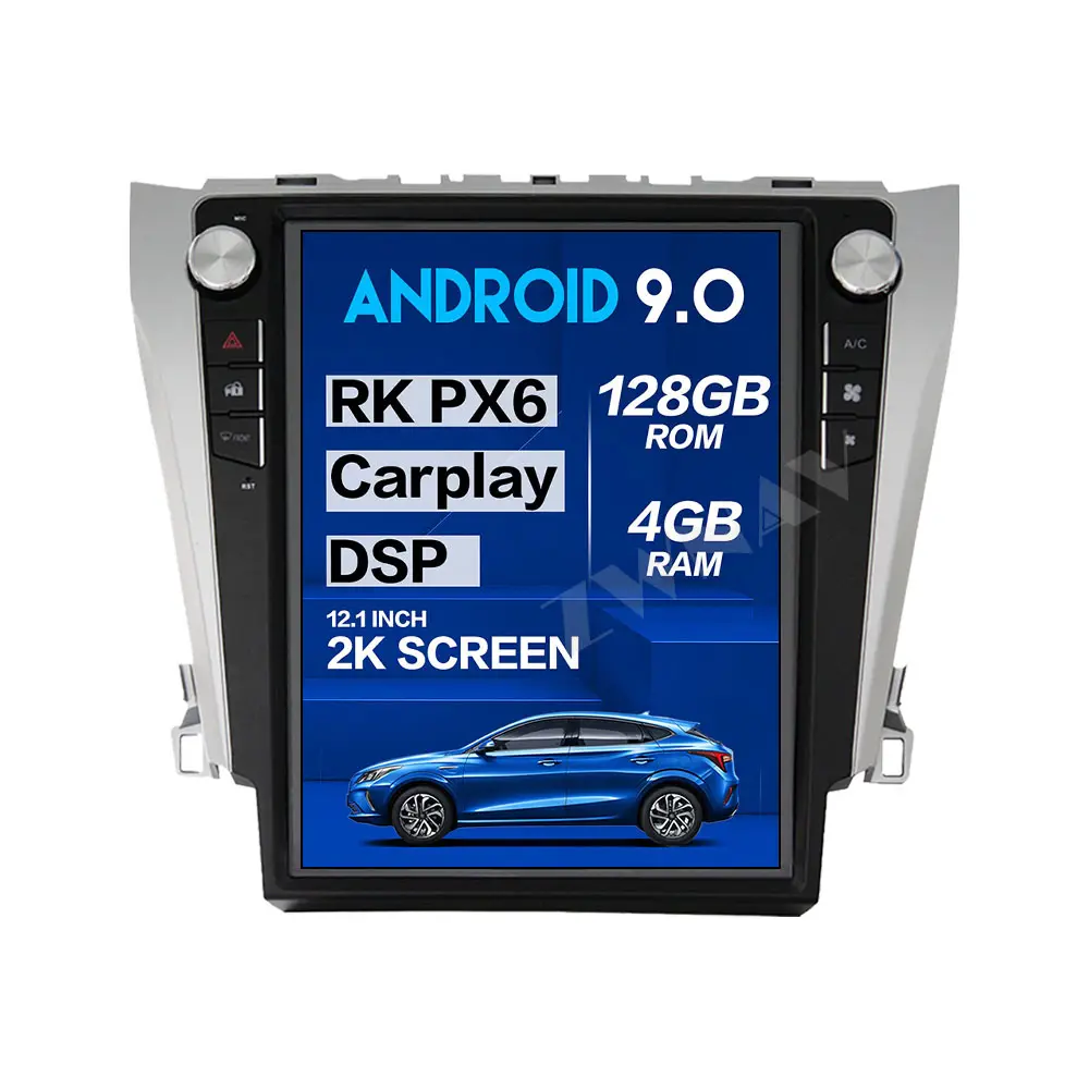 128GB تسلا شاشة لتويوتا كامري 2012 2013 2014 2015 الروبوت 9.0 سيارة مشغل وسائط متعددة لتحديد المواقع والملاحة راديو ستيريو الصوت وحدة