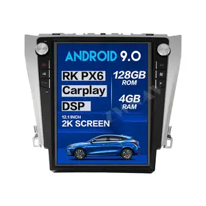128GB 테슬라 스크린 도요타 캠리 2012 2013 2014 2015 안드로이드 9.0 자동차 멀티미디어 플레이어 GPS 네비게이션 오디오 라디오 스테레오 유닛