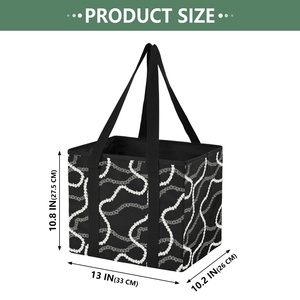 Hawaiian Pikake <b>Lei</b> Design Solid Foldable Storage Bins Reusable Grocery Bag Custom Large Shopping Box Tote with Two Handle - Product Image 3