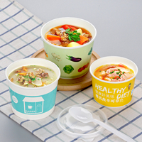 Bols en papier ronds jetables pour soupe chaude, ramen, avec couvercle, logo personnalisé imprimé