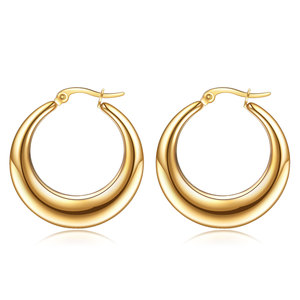 Aros de Oro de 18K, Acero Inoxidable, Diseño Geométrico Redondo, Joyería de Moda - Product Image 5