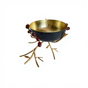 Bol à fruits en métal poli noir et or pour usage hôtelier, écologique, logo personnalisé, bol de service à bas prix - Product Image 1