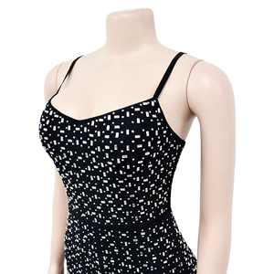 Mono de malla sin mangas con cuello halter de diseñador para mujer, de marca de lujo famosa, con bordado, para fiesta, club o moda. - Product Image 6