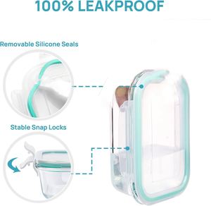 150ml 240ml 330ml 640ml BPA Free Square Glass <b>Lunch</b> <b>Box</b> Straw 2 <b>Compartments</b> Airtight Eco-Friendly Design School Work Travel - Product Image 4