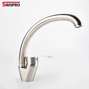 SANIPRO Commercial Cheap Price Ingot Design Faucet Single Handle Long Neck 304 Stainless Steel Durable Kitchen Mixer Water Tap