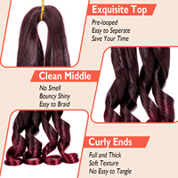 Extensions de cheveux synthétiques ondulés French Curl Originea, durables, sans nœuds, trame unique, pré-étirées, pour tresses en spirale