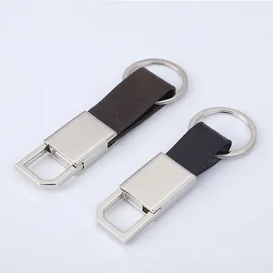 Bán sỉ cá nhân logo in tùy chỉnh kim loại PU da Keychain da bò Keychain cao cấp chính hãng Da Keyring