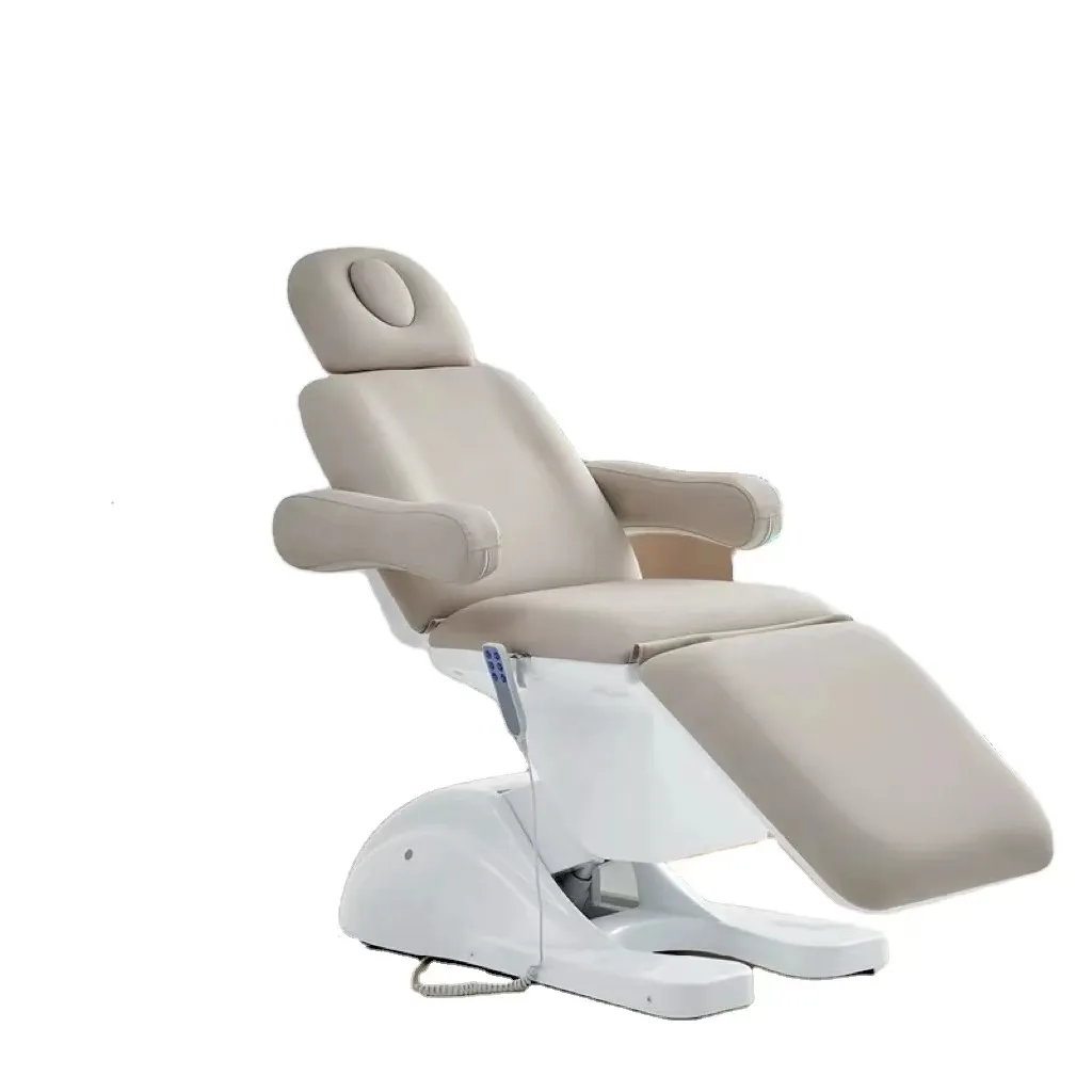 Salon moderne beige, table de massage pour esthéticienne, mobilier pour salon de beauté, lit pour cils, spa électrique cosmétique, lit de massage du visage pour la beauté