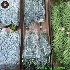 Plante artificielle Alocasia EV 017 <span class=keywords><strong>Chrysalidocarpus</strong></span> Lutescens, lot de feuilles vertes en silicone au toucher réaliste pour la décoration - Product Image 1