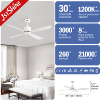 Ventilateur de plafond industriel 1stshine 49 pouces à haut débit d'air, sans lumière, avec télécommande et 4 pales en fer