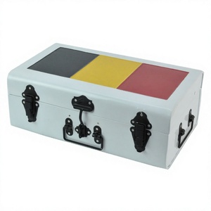 Germany Flag Theme Trunk Box Sheet Iron White Coated Finished Metal Airplane <b>Suitcase</b> Decorative Custom Storage Box Best Prices - Product Image 1