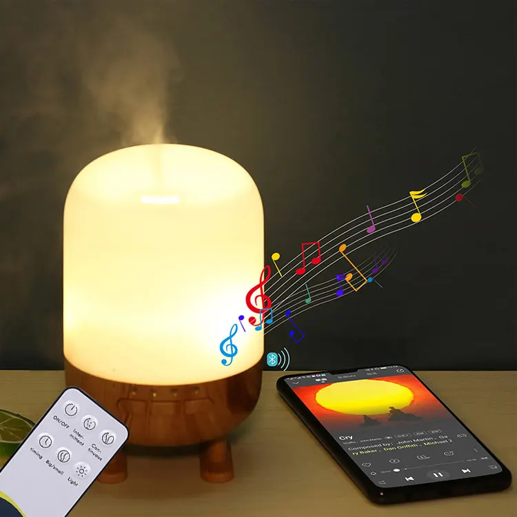 New Design Mini Ultrasonic Smart Air Humidifier Diffuser for Home Office Lovely Portable Humidifier with Bluetooth Speaker