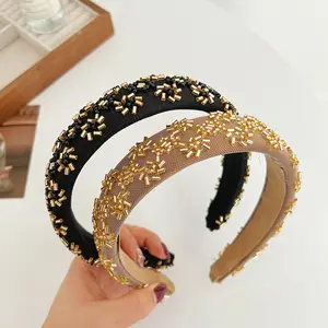 DOMOHO High-Grade Black Skull Top Sponge Hairband With Rhinestone Sequins Female Fashion Accessory Inspired By French Socialite