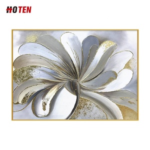 Dipinto a Olio su Tela Moderno con Foglia d'Oro, Design Floreale Decorativo <span class=keywords><strong>per</strong></span> Soggiorno o <span class=keywords><strong>Camera</strong></span> <span class=keywords><strong>da</strong></span> <span class=keywords><strong>Letto</strong></span> - Product Image 1
