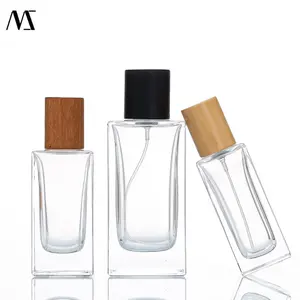 Флакон для парфюма с деревянной крышкой, флакон для упаковки косметических духов, прозрачный многоразовый, 100 мл, уникальный стеклянный флакон для духов