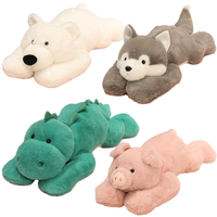 Peluche mignonne lestée Kawaii, mini animal en peluche doux, Husky, dinosaure, cochon, ours, Animal Crossing, brodée, anti-stress, vente en gros