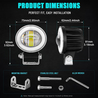 LELANPU Phare LED 2-en-1 pour Moto avec Anneau Lumineux RGB, Klaxon Intégré 110 dB, Lampe Projecteur Étanche IP67 pour Moto et VTT