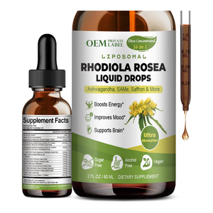 Extracto <span class=keywords><strong>de</strong></span> Raíz <span class=keywords><strong>de</strong></span> Rhodiola en Gotas Líquidas OEM 16 en 1, <span class=keywords><strong>Tintura</strong></span> Liposomal <span class=keywords><strong>de</strong></span> Rhodiola Rosea con <span class=keywords><strong>Ashwagandha</strong></span> y Azafrán - Product Image 1