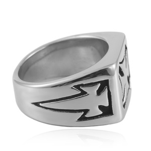 Men's Titanium Steel <b>Cross</b> <b>Ring</b> <b>Silver</b> Geometric Punk Style Fashion Jewelry Gift 24047 - Product Image 4