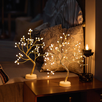 Lumières de sapin de Noël Perle et fil de cuivre de couleur nouvelle génération Interrupteur tactile Gypsophile Petite lampe de table pour chambre à coucher