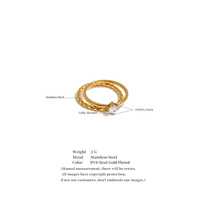 Bague JINYOU 7170 taille 6789, minimaliste, en zircon cubique, double anneau, plaquée or, acier inoxydable, design torsadé