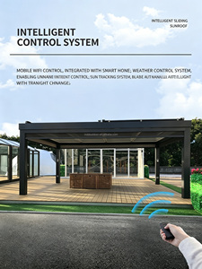 Pérgola de Aluminio con Láminas Orientables Autoportante |   Pabellón Exterior Independiente con Toldo Retráctil y Luces LED para Patio - Product Image 6