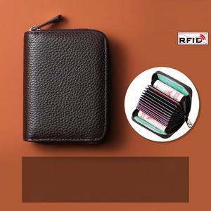 Porte-cartes de visite en cuir véritable bloquant les femmes portefeuille sac à main étanche avec doublure en PVC RFID - Product Image 3