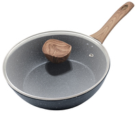 Ensemble de poêles antiadhésives en alliage d'aluminium forgé pour la cuisine domestique, compatibles induction, sans couvercle, poignée en bakélite/peinte, qualité alimentaire