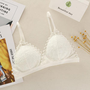 Produttori di vendita calda Sexy pizzo senza anello in acciaio biancheria intima da donna coppa a triangolo staccabile reggiseno francese regolabile ragazze tubo Top - Product Image 2