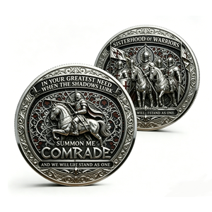 Custom Knight Templar 3D Antique Silver Die Casting Commemorative Challenge Coin Dual-Sided Brotherhood Graduation Anniversary - Product Image 1