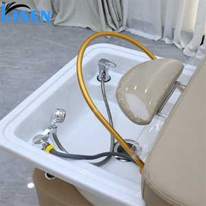Nouveau design professionnel : Lit de lavage multifonctionnel pour spa capillaire, chaise plate de luxe pour salon de coiffure avec vapeur intégrée - Product Image 6