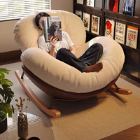 Fauteuil à bascule en forme de coquille avec repose-pieds, chaise à bascule coulissante, chaise d'appoint rembourrée en fibre de polyester haute densité, design anti-basculement