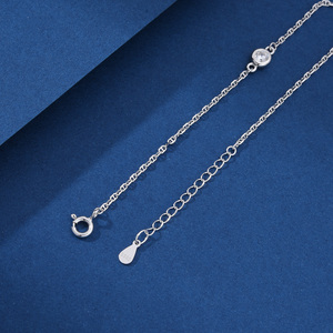 <span class=keywords><strong>Tobillera</strong></span> delicada de Plata de Ley 925 con cadena de cable delgada de circonita cúbica circular - Product Image 3