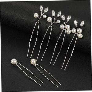 Lot de 6 épingles à cheveux vintage en cristal et perles pour mariée, accessoire de coiffure de mariage - Product Image 1