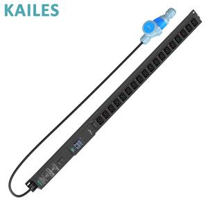 เครื่องวัดกระแสไฟฟ้าและแรงดันไฟฟ้าแบบเฟสเดียว รุ่น KAILES(KLS) Metered Series 16A สำหรับ PDU 18 จุดกันลื่น C39 ติดตั้งแนวตั้ง แผ่นสีดำ - Product Image 1