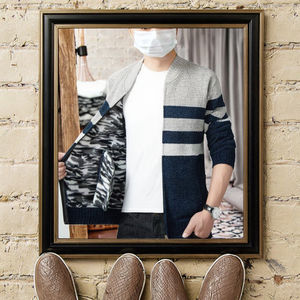 Casual <b>Men's</b> Zipper <b>Sweater</b> Warm Knitwear <b>Cardigan</b> with Print Pattern <b>for</b> Winter Price - Product Image 3