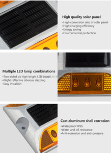6 LED de advertencia de tráfico Led luces de jardín solares Cat <span class=keywords><strong>Eye</strong></span> Road Stud con IP68 Luz de marcado de entrada solar subterránea inalámbrica - Product Image 5