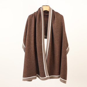 Autumn Winter Women Long Blended Shawl, Full Rim Edged Color Block Fashion Warm Casual Scarf - Product Image 4