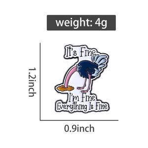 Está bien, estoy bien, <span class=keywords><strong>todo</strong></span> está bien, Pin de esmalte fino, cita divertida, broche de Metal, insignia de solapa, regalo de joyería al por mayor - Product Image 6