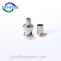 Conector BNC de 75 Ohm, conector macho de crimpado SDI para CCTV RG58 RG59