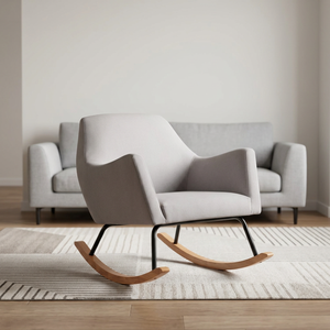 Fauteuil à bascule en bois gris moderne et écologique, inspiré de la maison, pour salon et bureau à domicile - Product Image 1