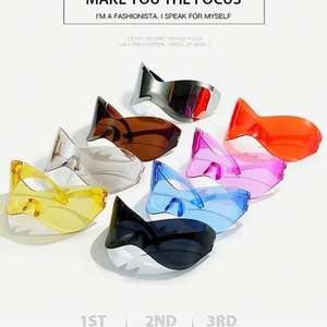 Lunettes de soleil de luxe de marque Y2K argentées, style sport, monture monobloc, protection UV400, surdimensionnées, style punk, pour femme - Product Image 5