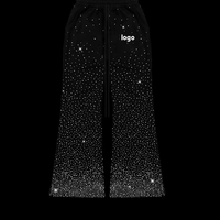 Logo personnalisé Rhinestone Glitter Stone Half Zip Up Survêtement Bling Diamond Transfer Pantalons de survêtement pour hommes Unisex Plus Size Men's Sets
