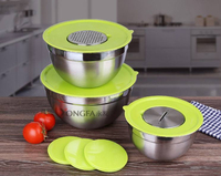 Bols emboîtables bols en acier inoxydable ensemble de 3 avec couvercles bol à salade de mélange certificat européen approuvé