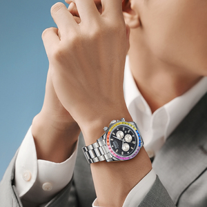 Montre mécanique automatique pour hommes, boîtier en acier inoxydable de 42MM, bracelet chronographe, lunette en zirconium, étanche 3 bars, lumineuse, sportive - Product Image 6