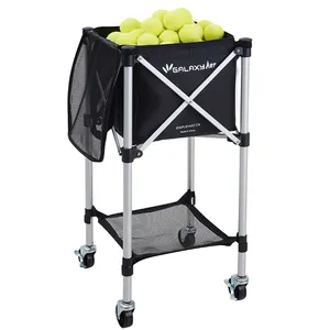 Aluminum Alloy Tennis Ball Travel Basket Hopper with Wheel Sports Teaching Cart