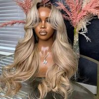 Perruques à fermeture en dentelle 5*5 sans colle, 250% de densité, blond épaissi pour ombré, ondulations naturelles, cheveux vierges européens Remy avec cuticules alignées, racine foncée, cheveux clairs