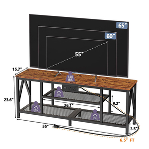 Long 55'' TV Media Console Table with <strong>Soundbar</strong> <strong>Shelf</strong> for Living Room Entertainment Center with Open Storage <strong>Shelves</strong> - Product Image 6